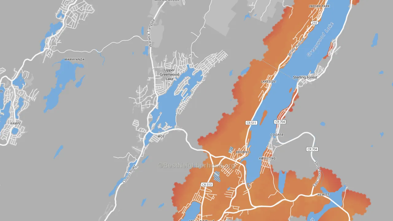 Transit Grade map of 07421, NJ