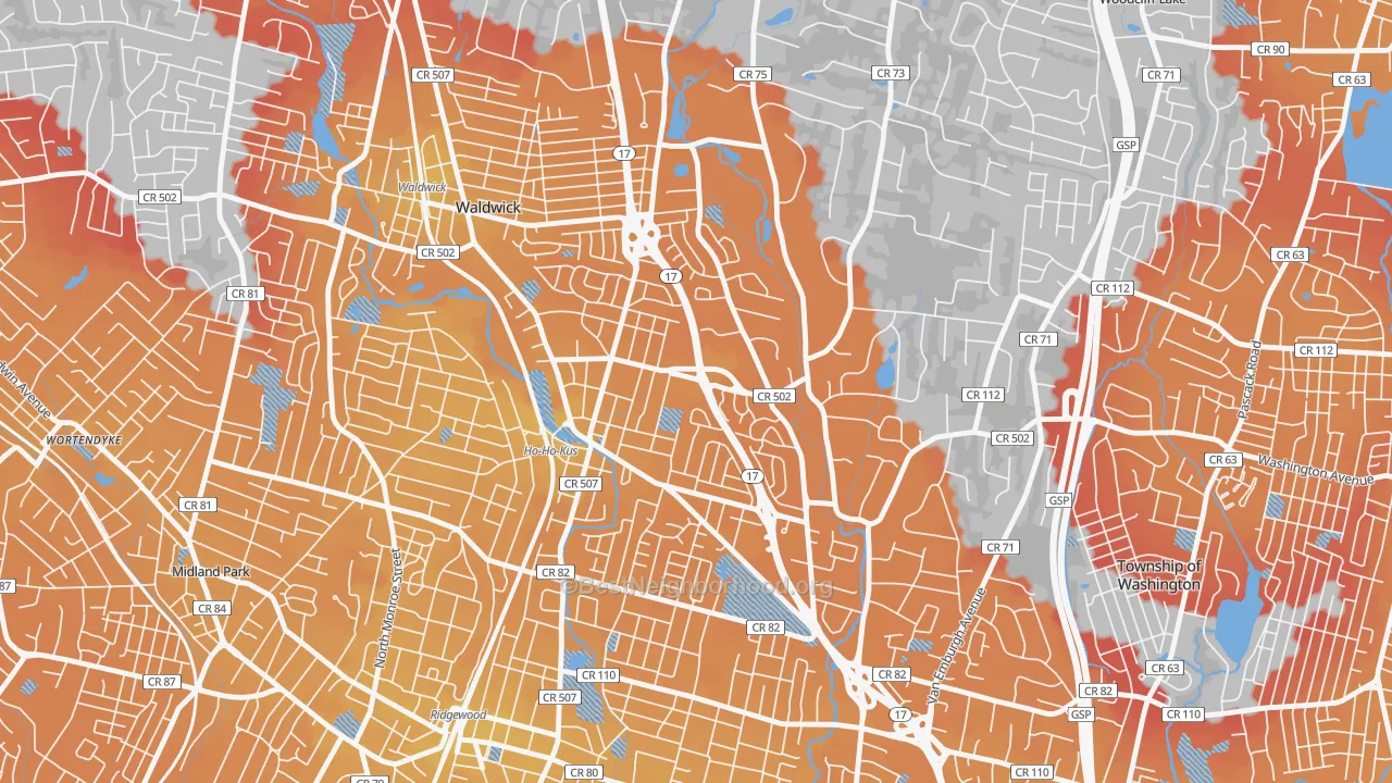 Transit Grade map of 07423, NJ
