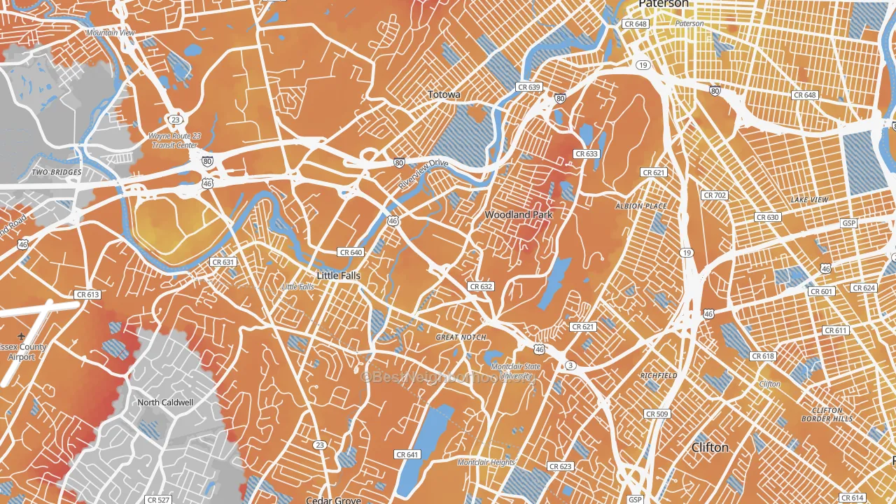 Transit Grade map of 07424, NJ