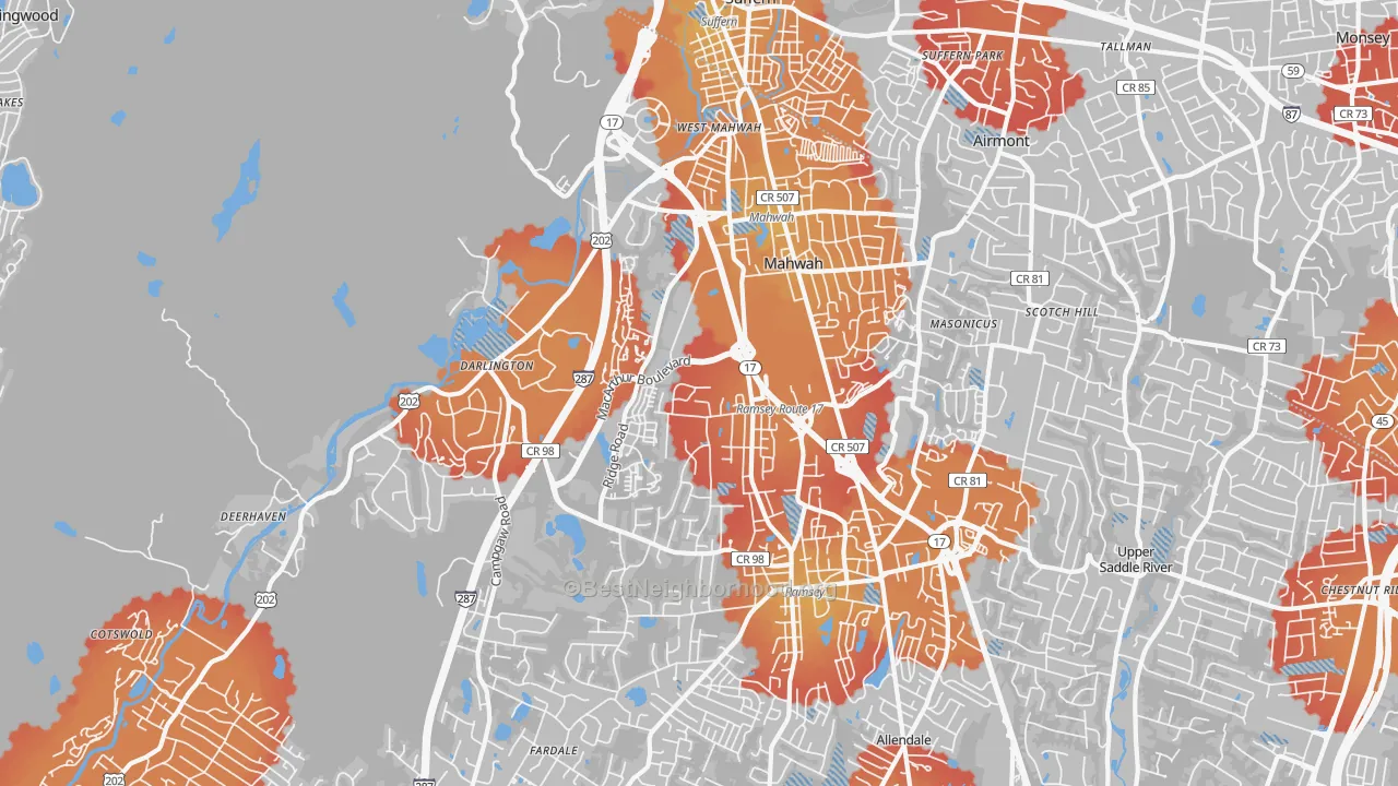 Transit Grade map of 07430, NJ