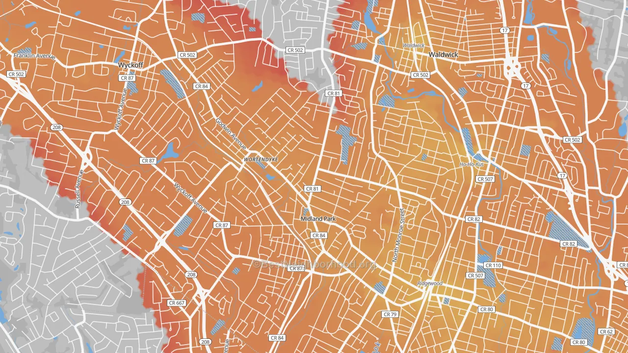 Transit Grade map of 07432, NJ