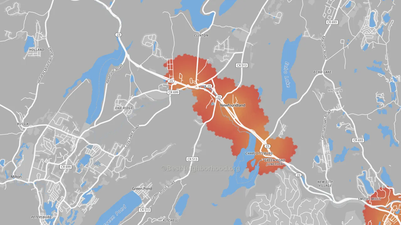 Transit Grade map of 07435, NJ