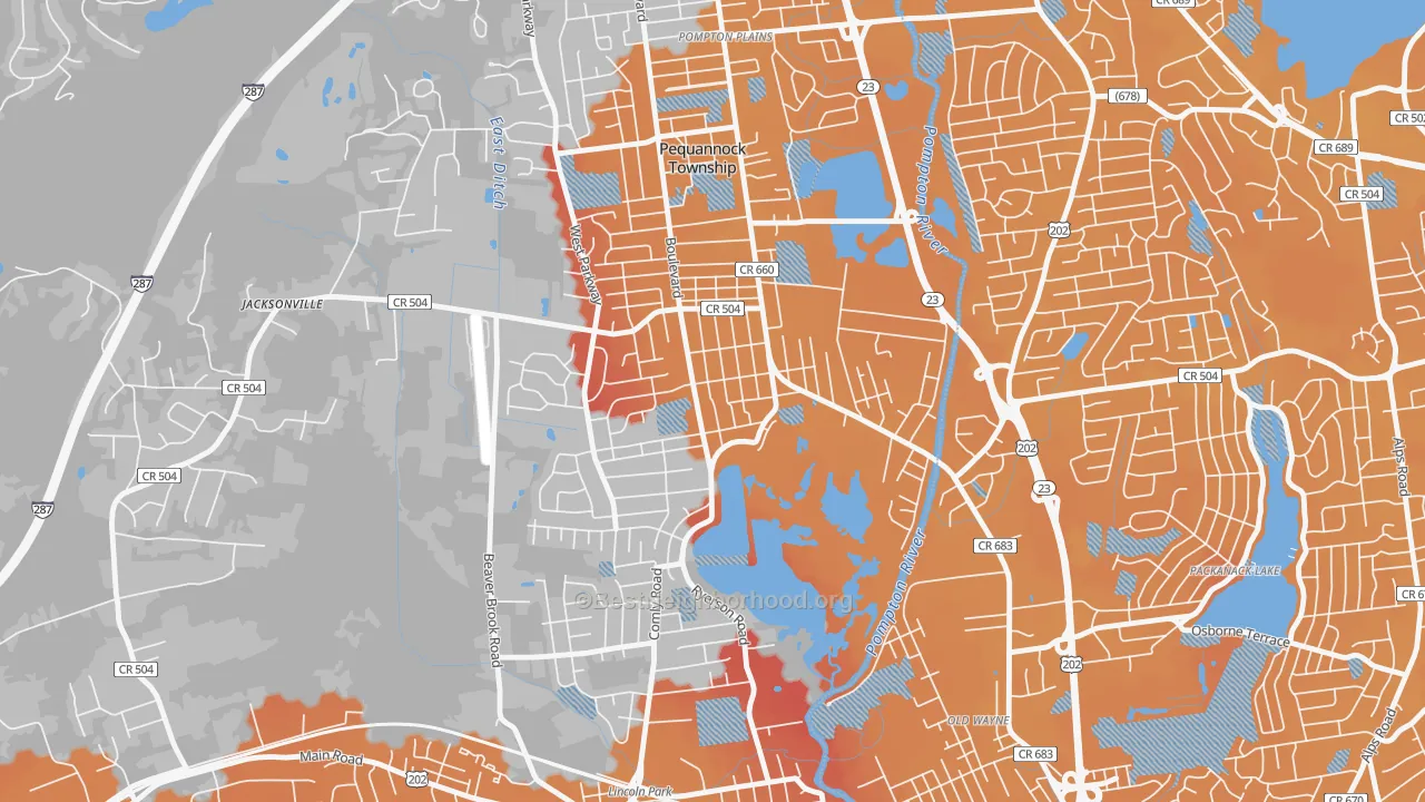 Transit Grade map of 07440, NJ
