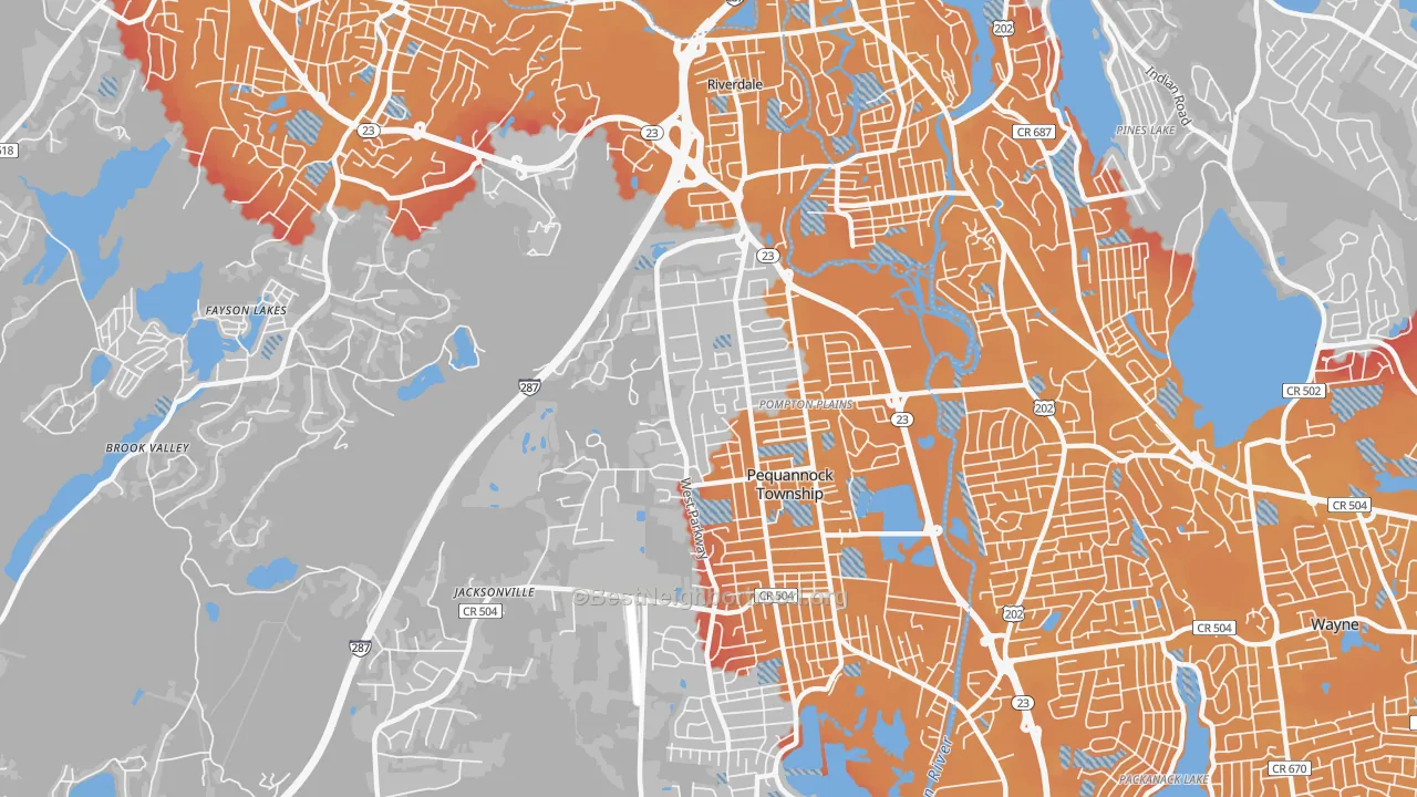 Transit Grade map of 07444, NJ