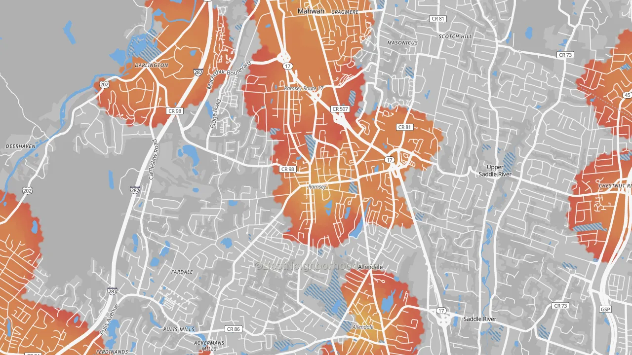 Transit Grade map of 07446, NJ