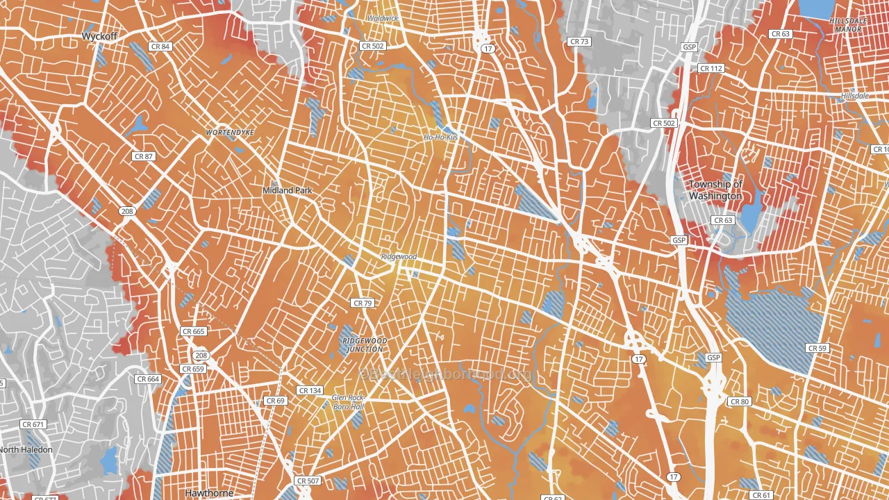 Transit Grade map of 07450, NJ