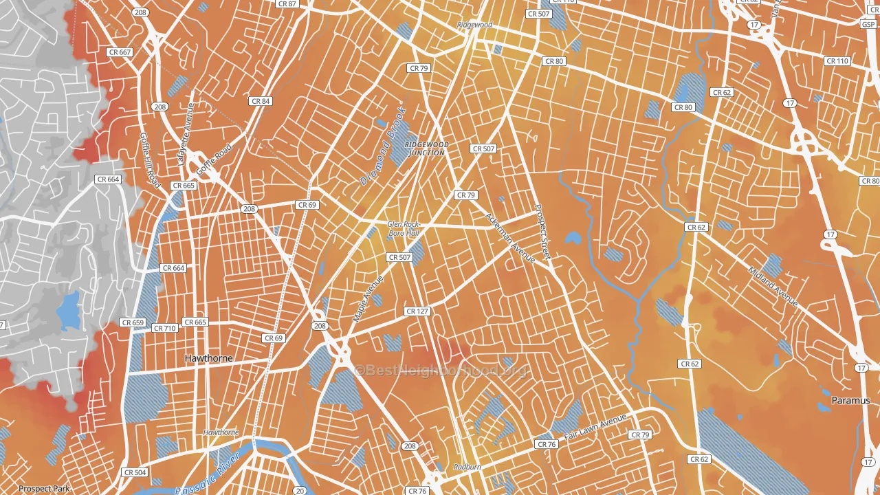 Transit Grade map of 07452, NJ