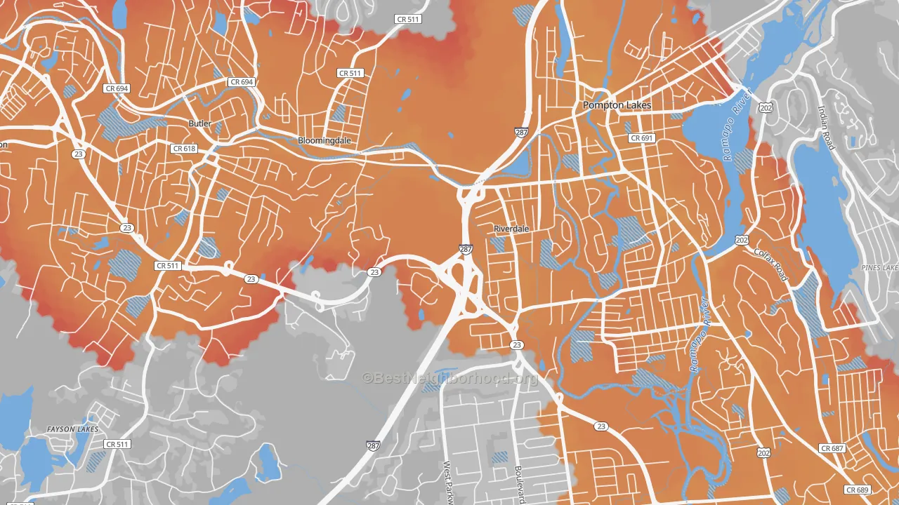 Transit Grade map of 07457, NJ