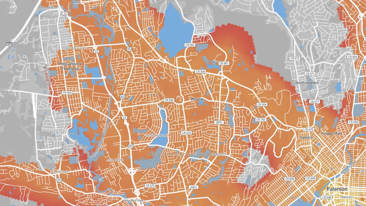 Transit Grade map of 07470, NJ