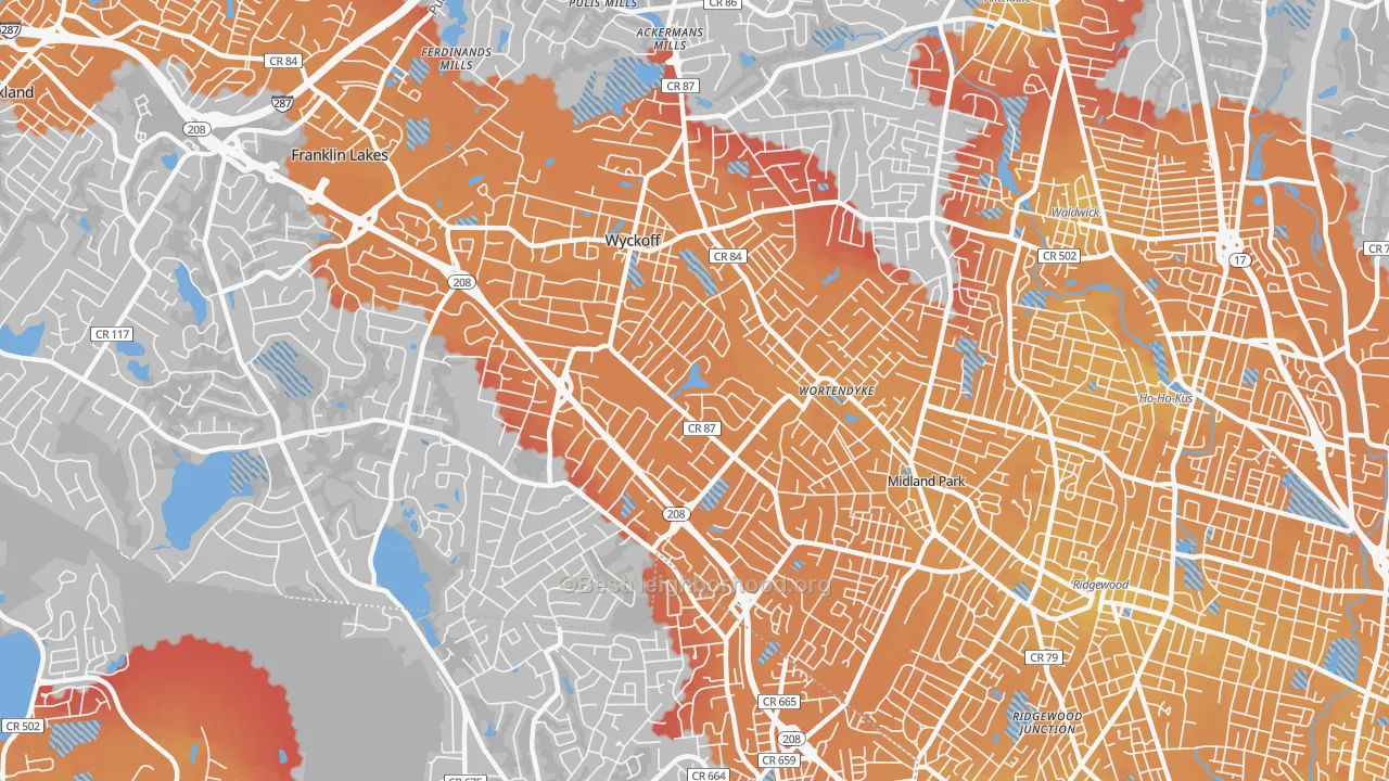 Transit Grade map of 07481, NJ