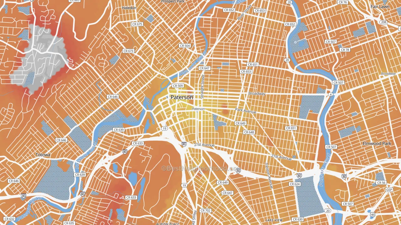 Transit Grade map of 07501, NJ