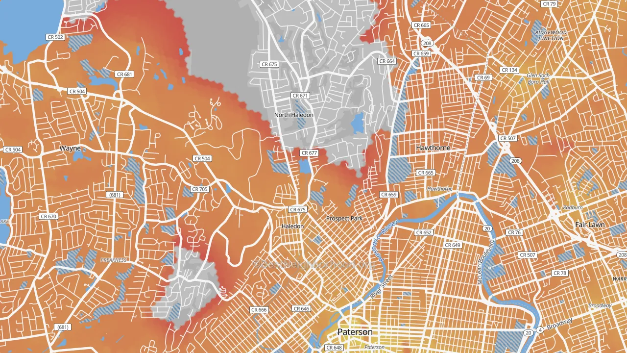 Transit Grade map of 07508, NJ