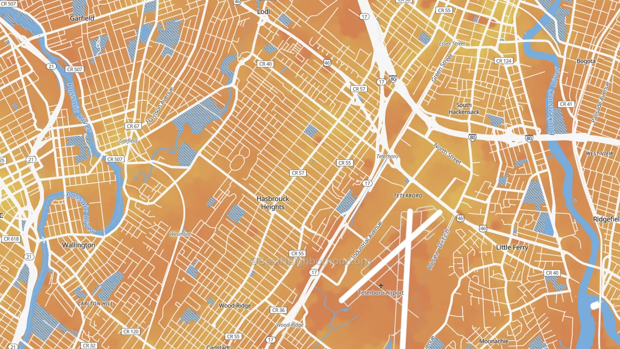 Transit Grade map of 07604, NJ