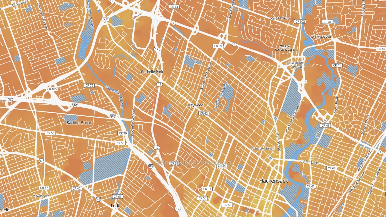 Transit Grade map of 07607, NJ