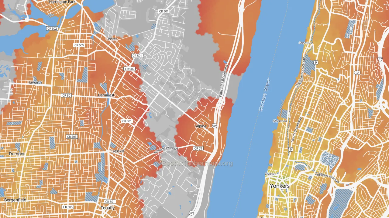 Transit Grade map of 07620, NJ