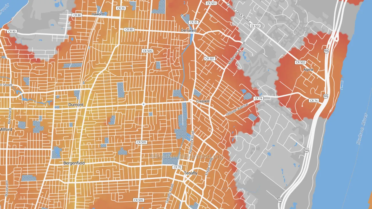 Transit Grade map of 07626, NJ