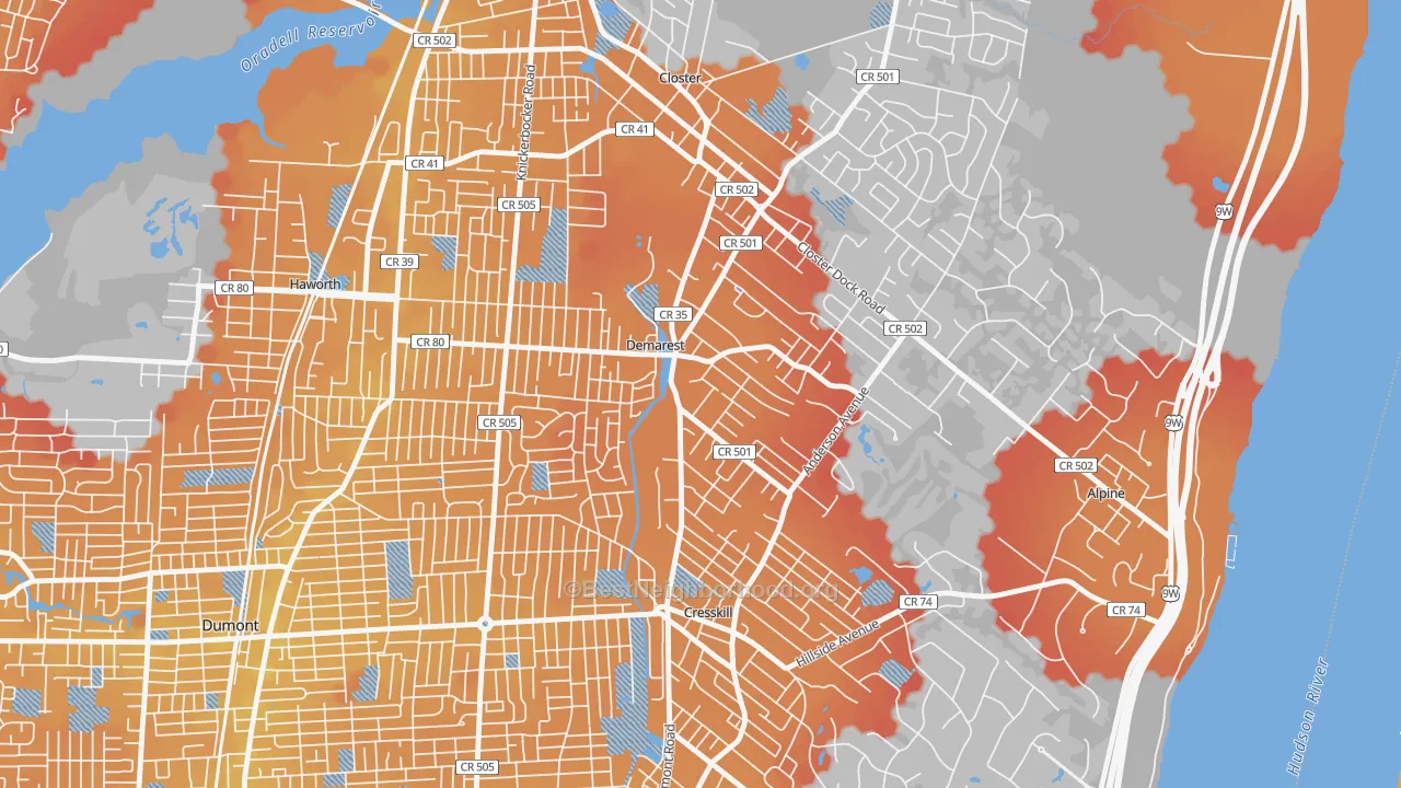 Transit Grade map of 07627, NJ