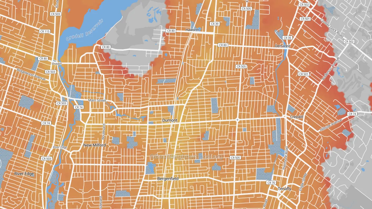 Transit Grade map of 07628, NJ