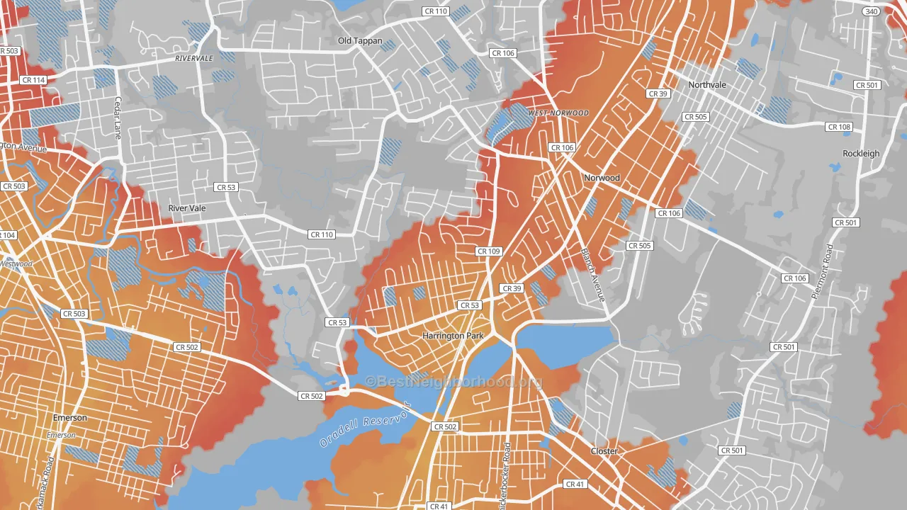 Transit Grade map of 07640, NJ