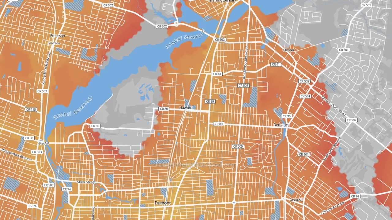 Transit Grade map of 07641, NJ
