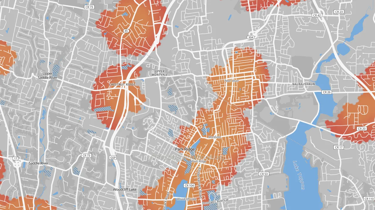 Transit Grade map of 07645, NJ