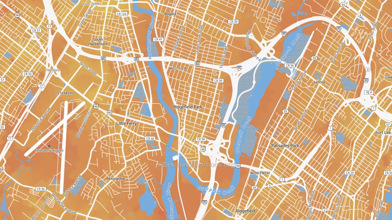 Transit Grade map of 07660, NJ