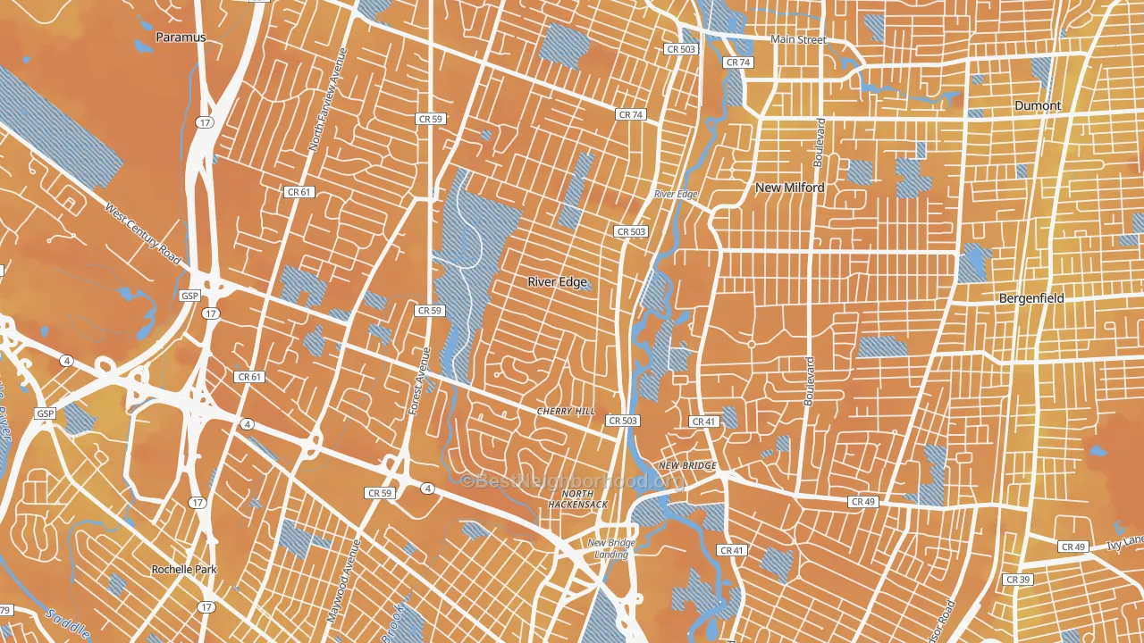 Transit Grade map of 07661, NJ