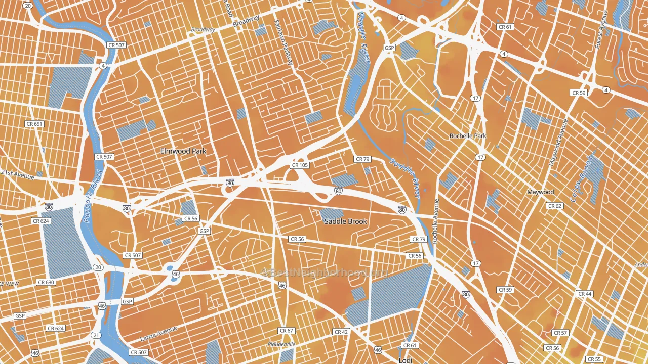 Transit Grade map of 07663, NJ