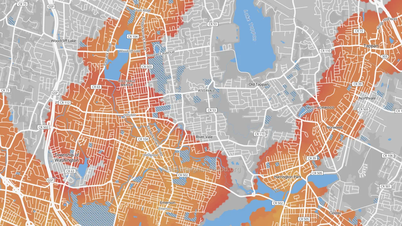 Transit Grade map of 07675, NJ