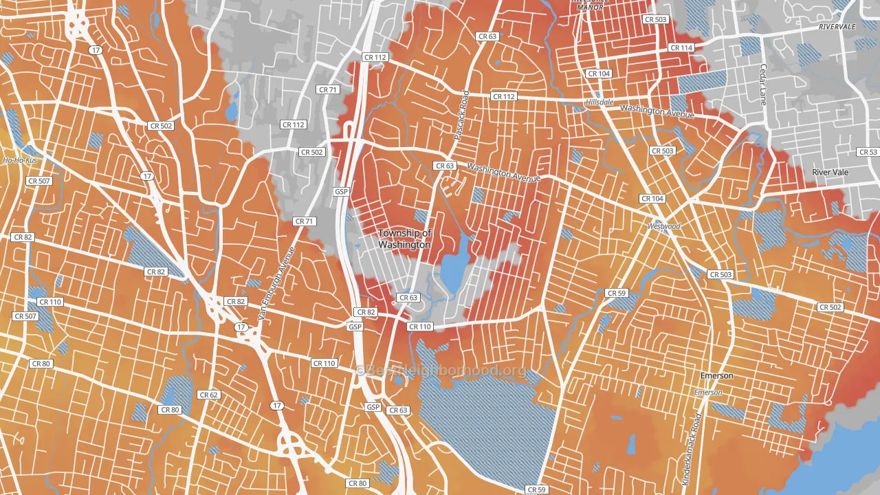 Transit Grade map of 07676, NJ