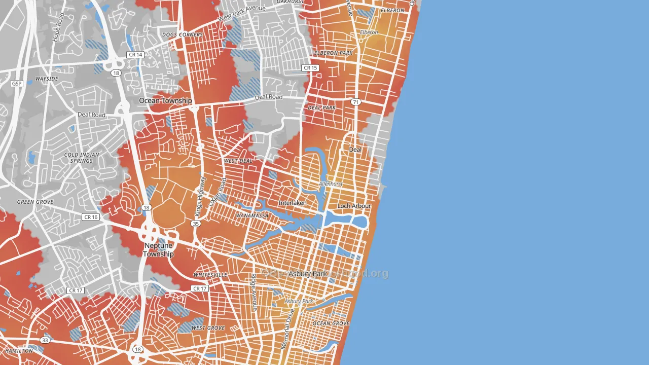 Transit Grade map of 07711, NJ