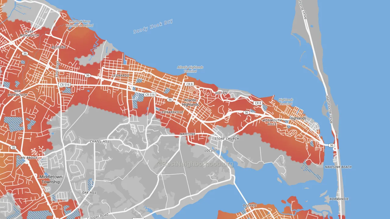 Transit Grade map of 07716, NJ