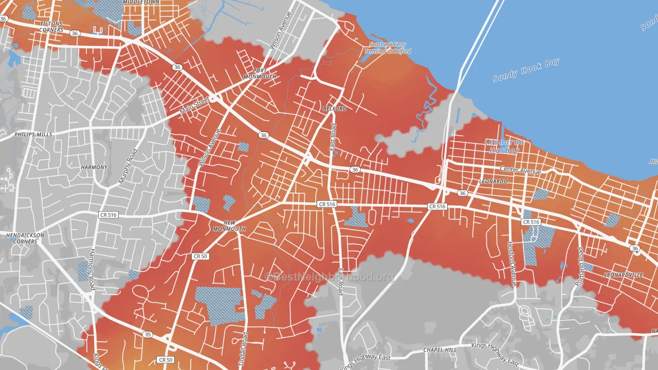 Transit Grade map of 07718, NJ
