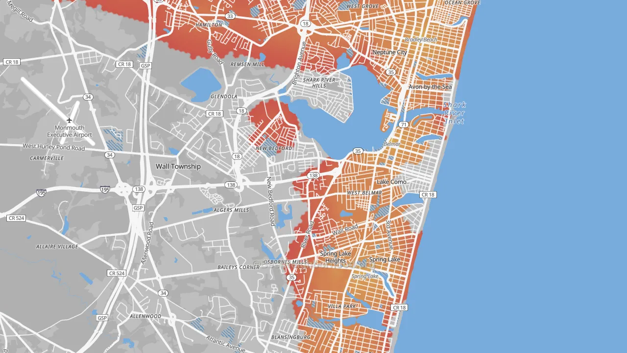 Transit Grade map of 07719, NJ