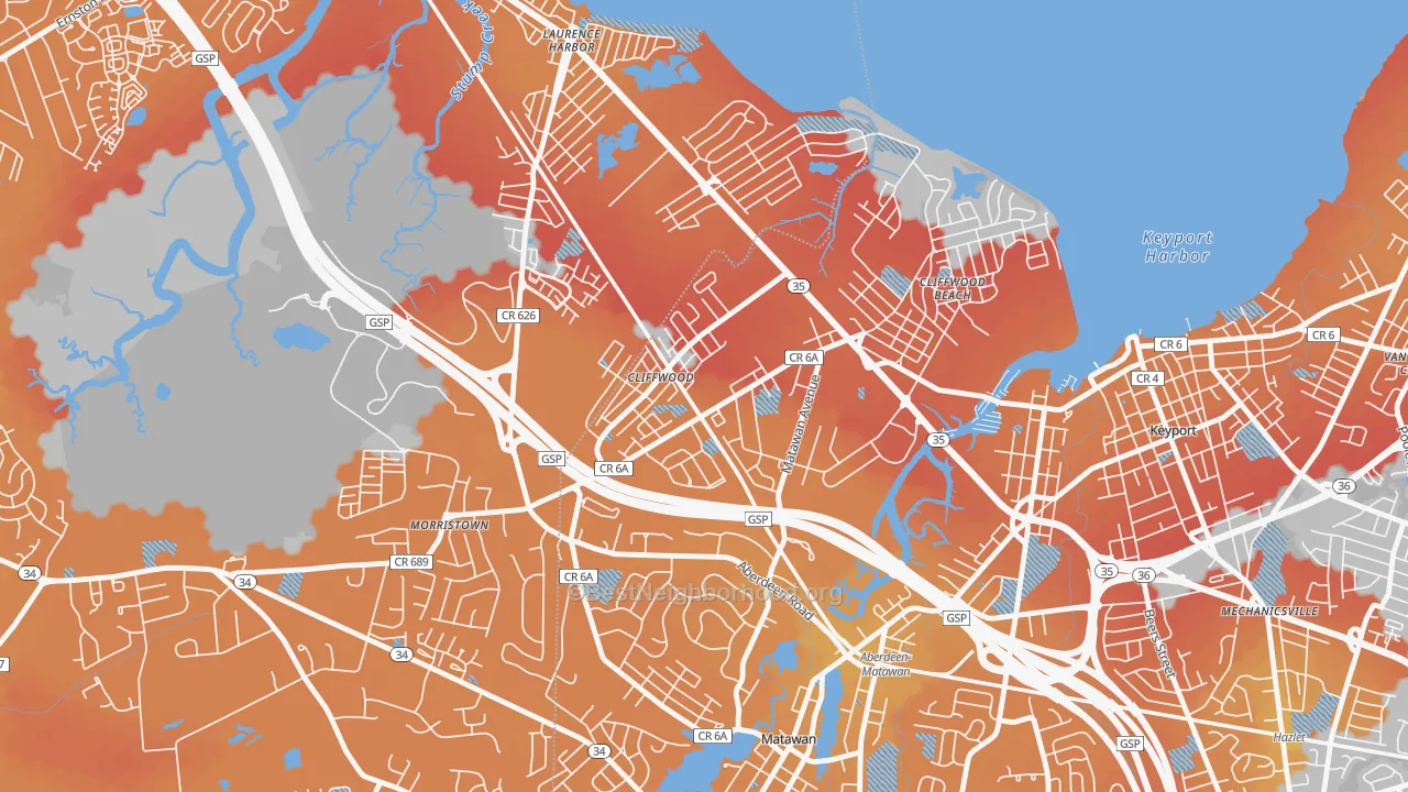 Transit Grade map of 07721, NJ