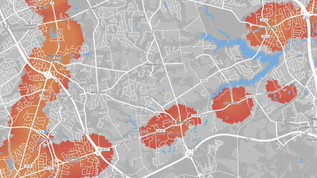 Transit Grade map of 07722, NJ