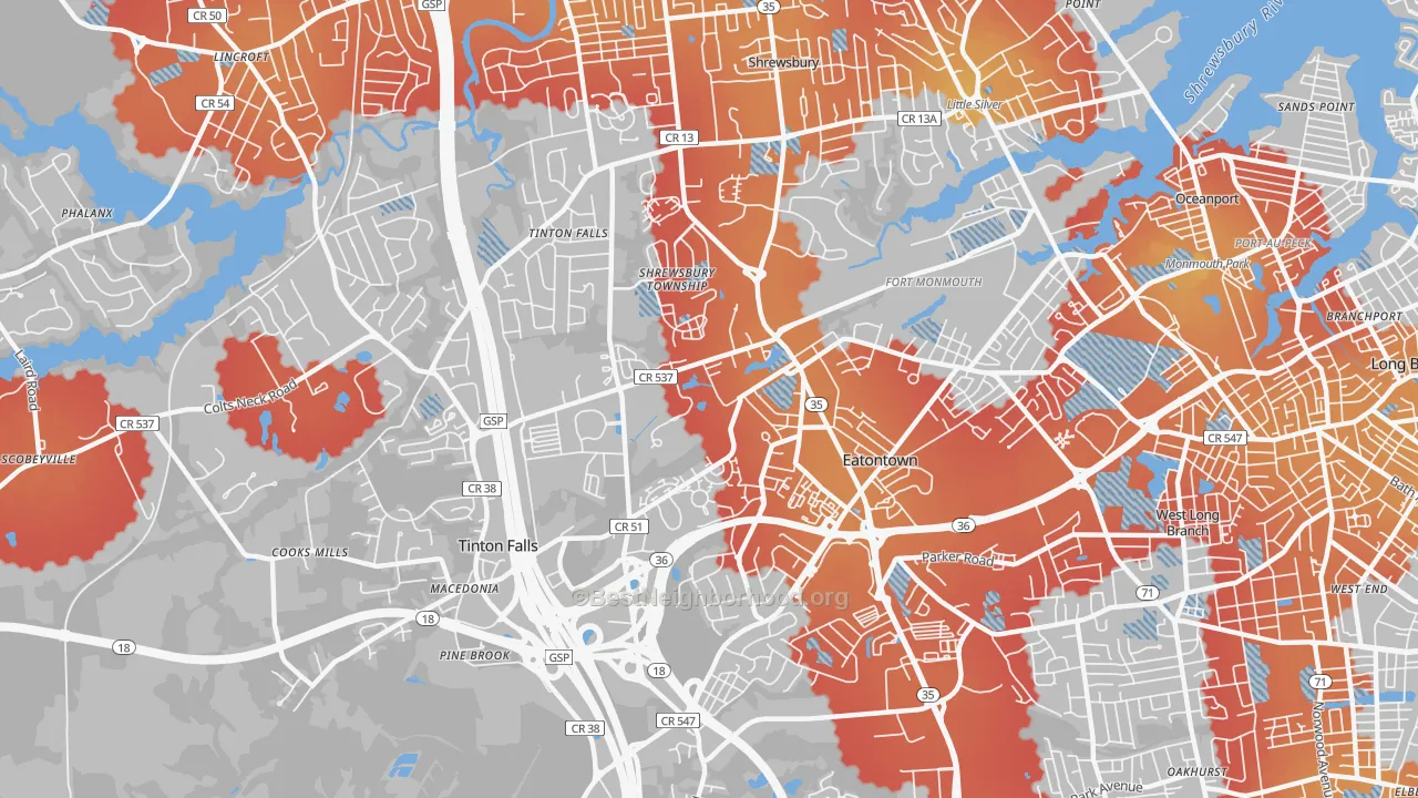 Transit Grade map of 07724, NJ