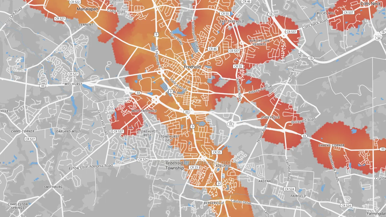 Transit Grade map of 07728, NJ