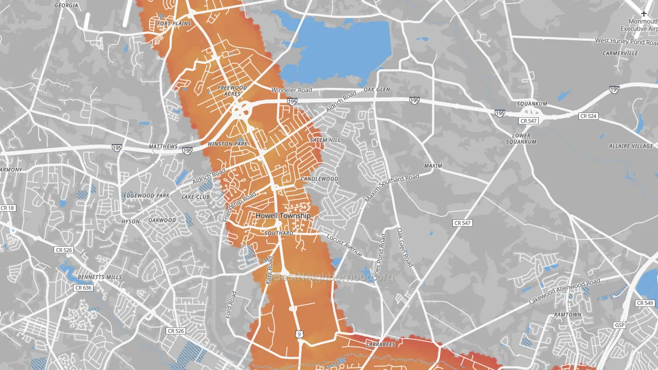 Transit Grade map of 07731, NJ