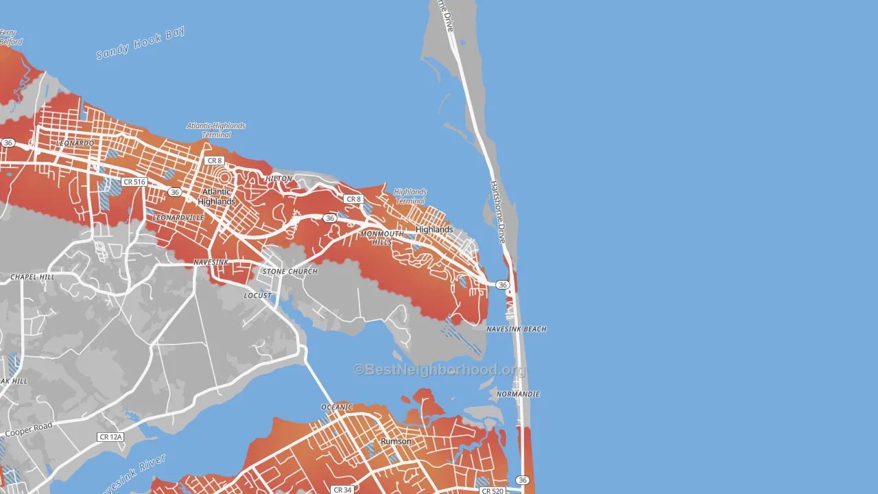 Transit Grade map of 07732, NJ