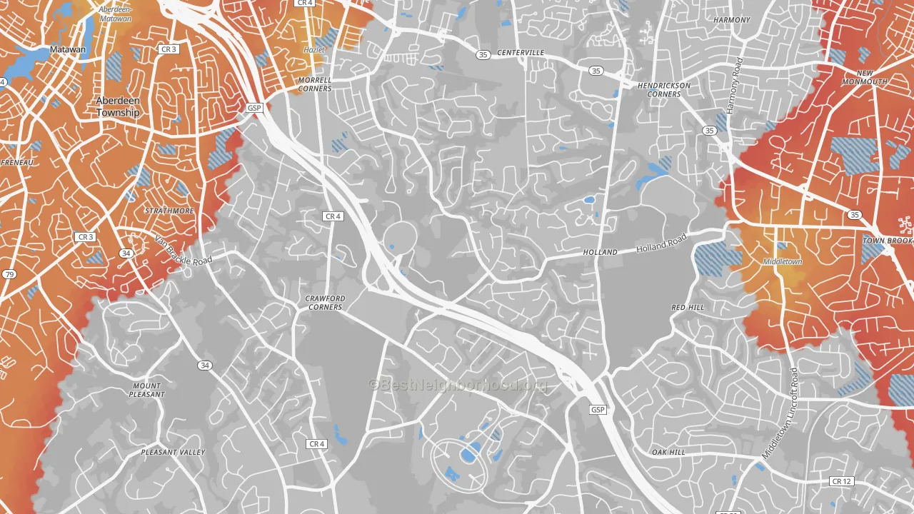 Transit Grade map of 07733, NJ