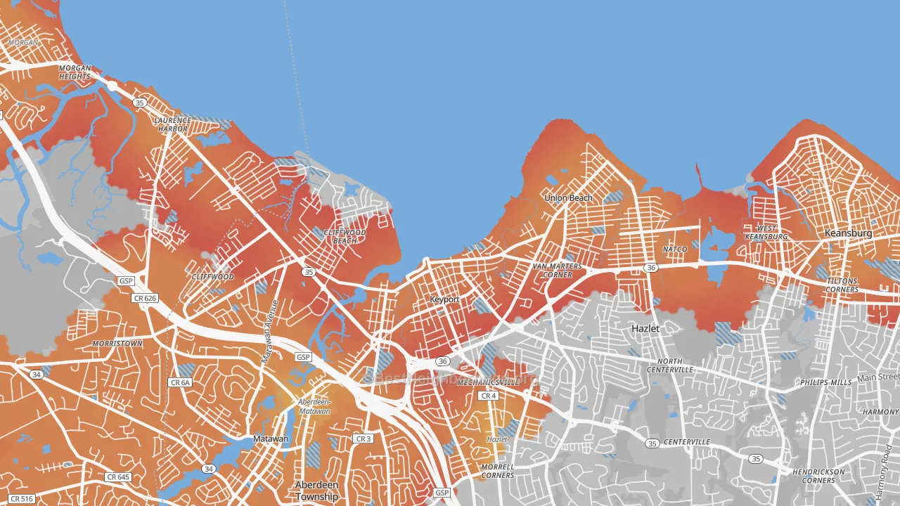 Transit Grade map of 07735, NJ