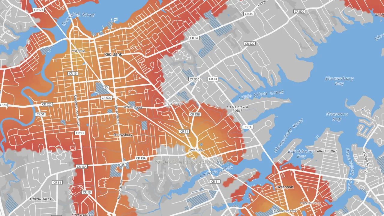 Transit Grade map of 07739, NJ