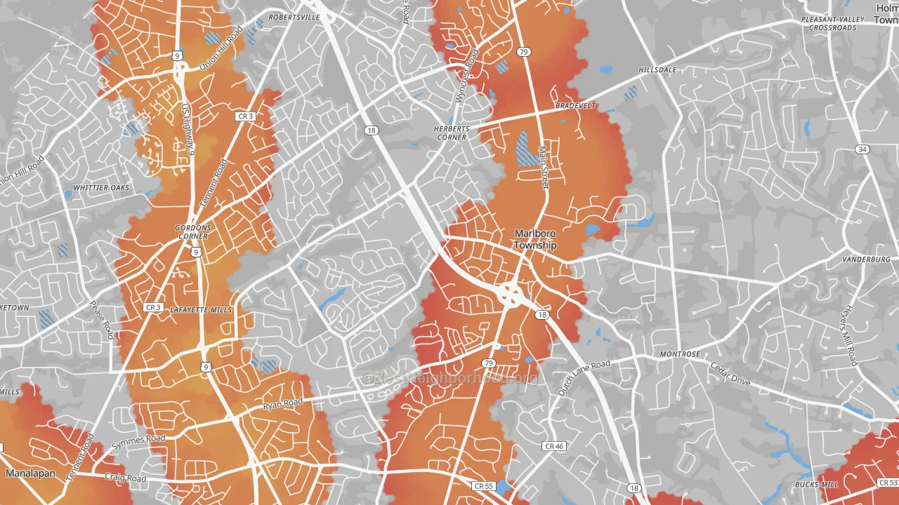 Transit Grade map of 07746, NJ