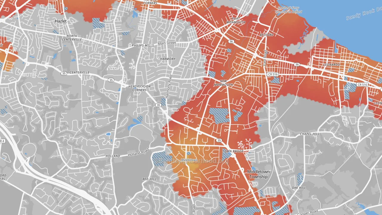 Transit Grade map of 07748, NJ