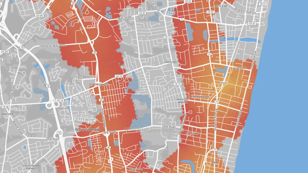 Transit Grade map of 07755, NJ