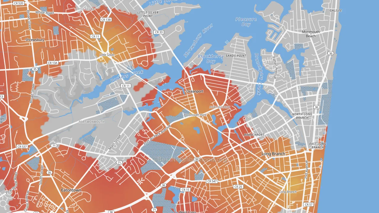 Transit Grade map of 07757, NJ