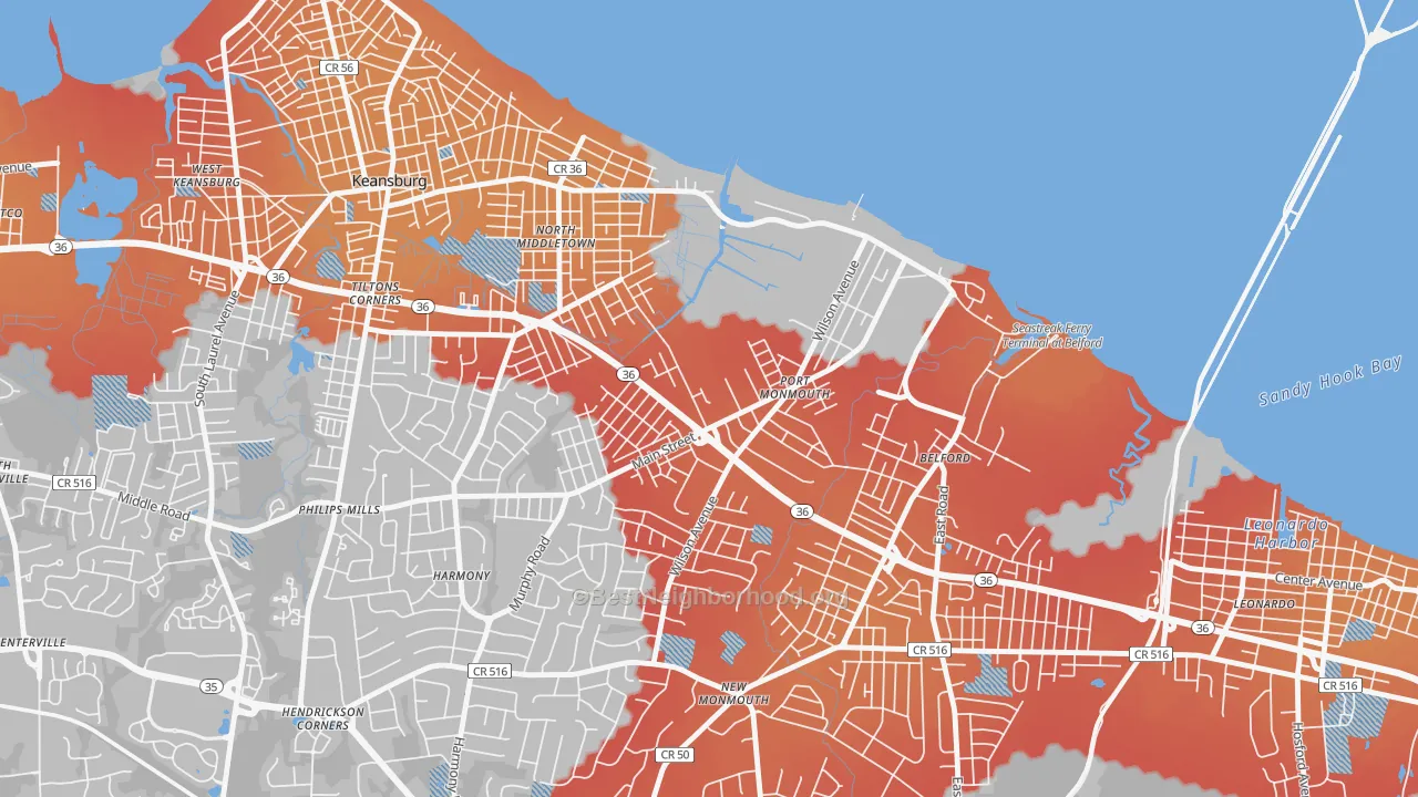 Transit Grade map of 07758, NJ