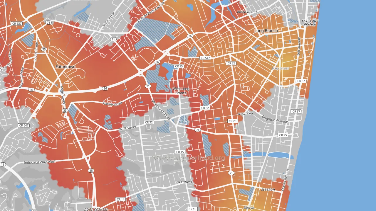 Transit Grade map of 07764, NJ