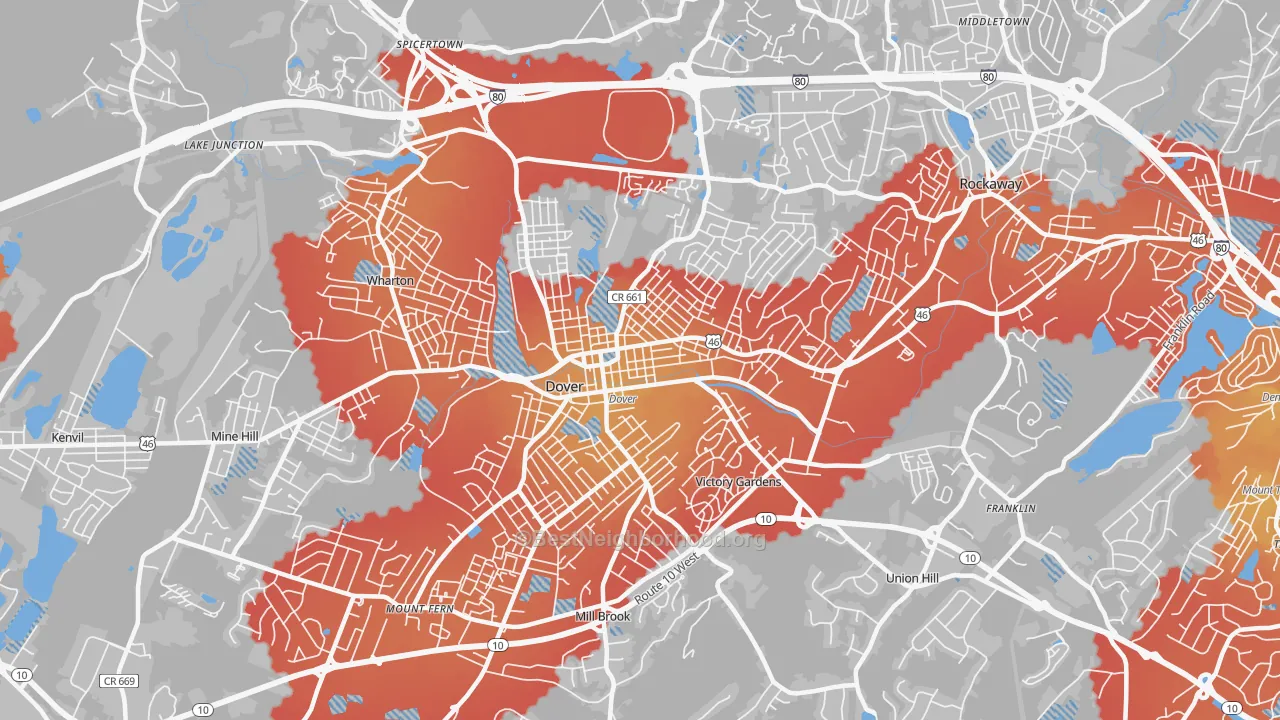 Transit Grade map of 07801, NJ